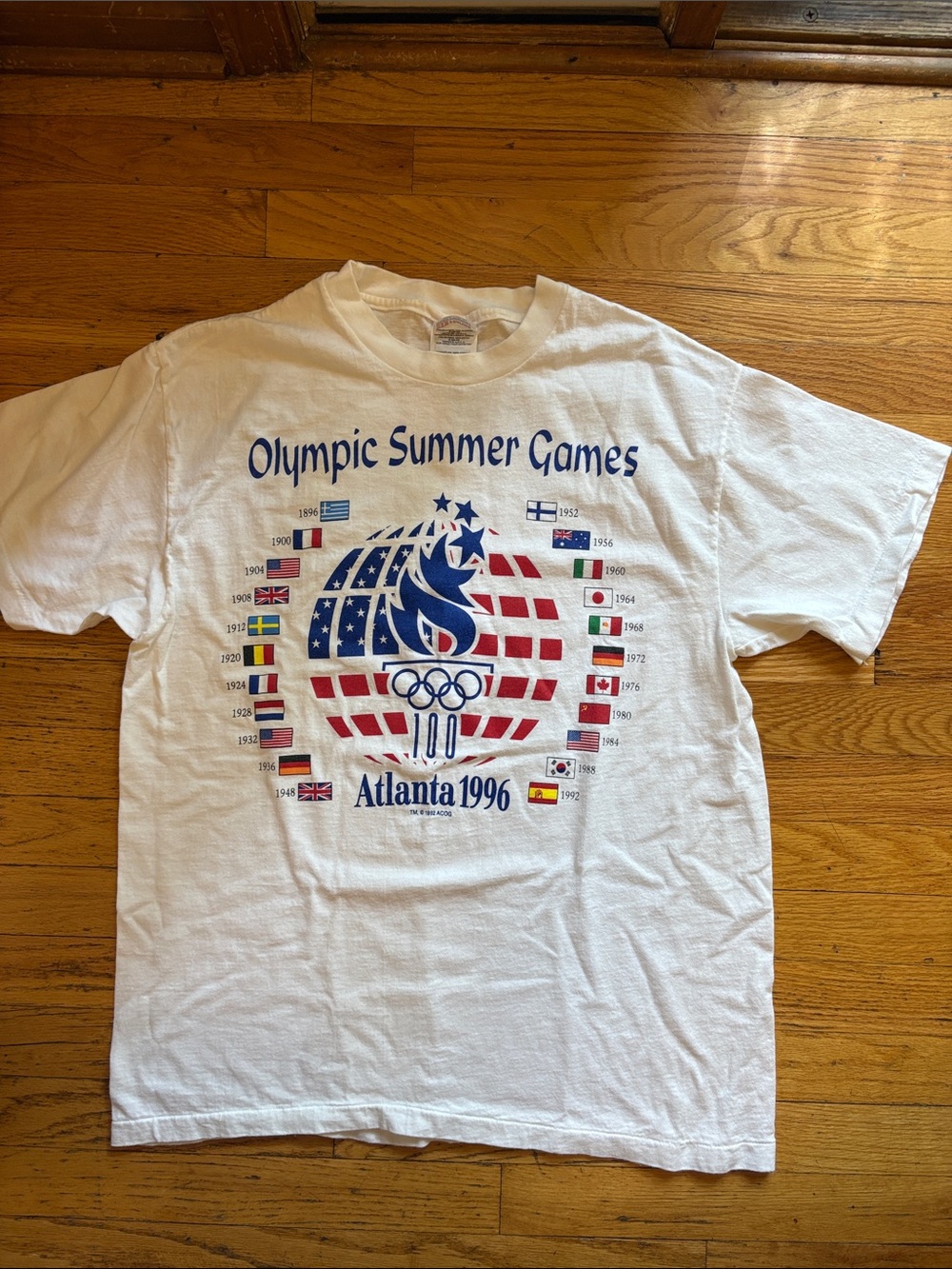 Vintage White Atlanta 1996 Olympic Summer Games Graphic Tee